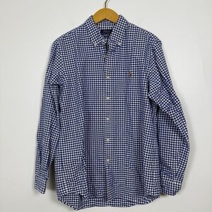 Polo Ralph Lauren Blue White Gingham Button Down Shirt Medium Classic Fit